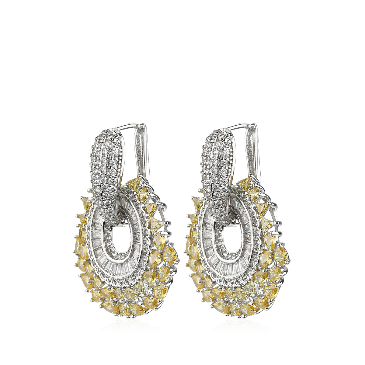Statement Earrings 2 In 1 - Yellow - Image 3