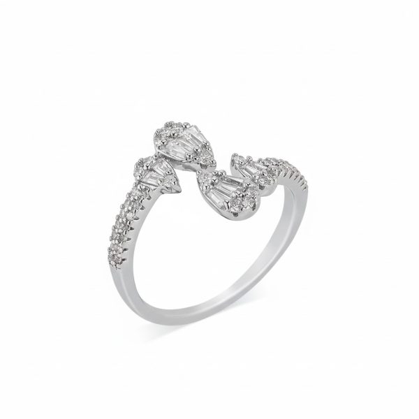 Esme silver-tone ring with a soft curved design and sparkling stone accents.